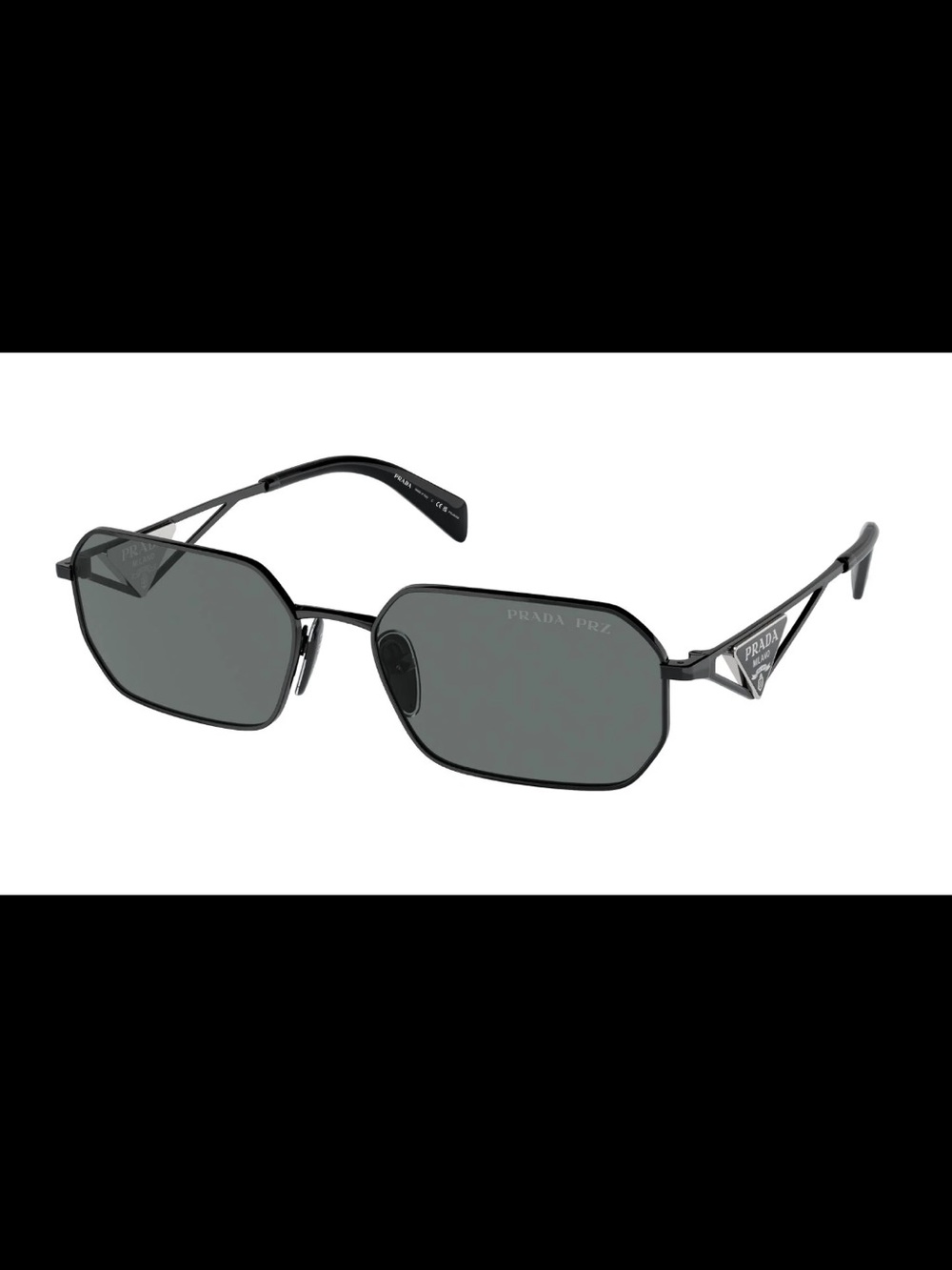 Prada Women’s Black Metal Frame Sunglasses with Dark Lenses
